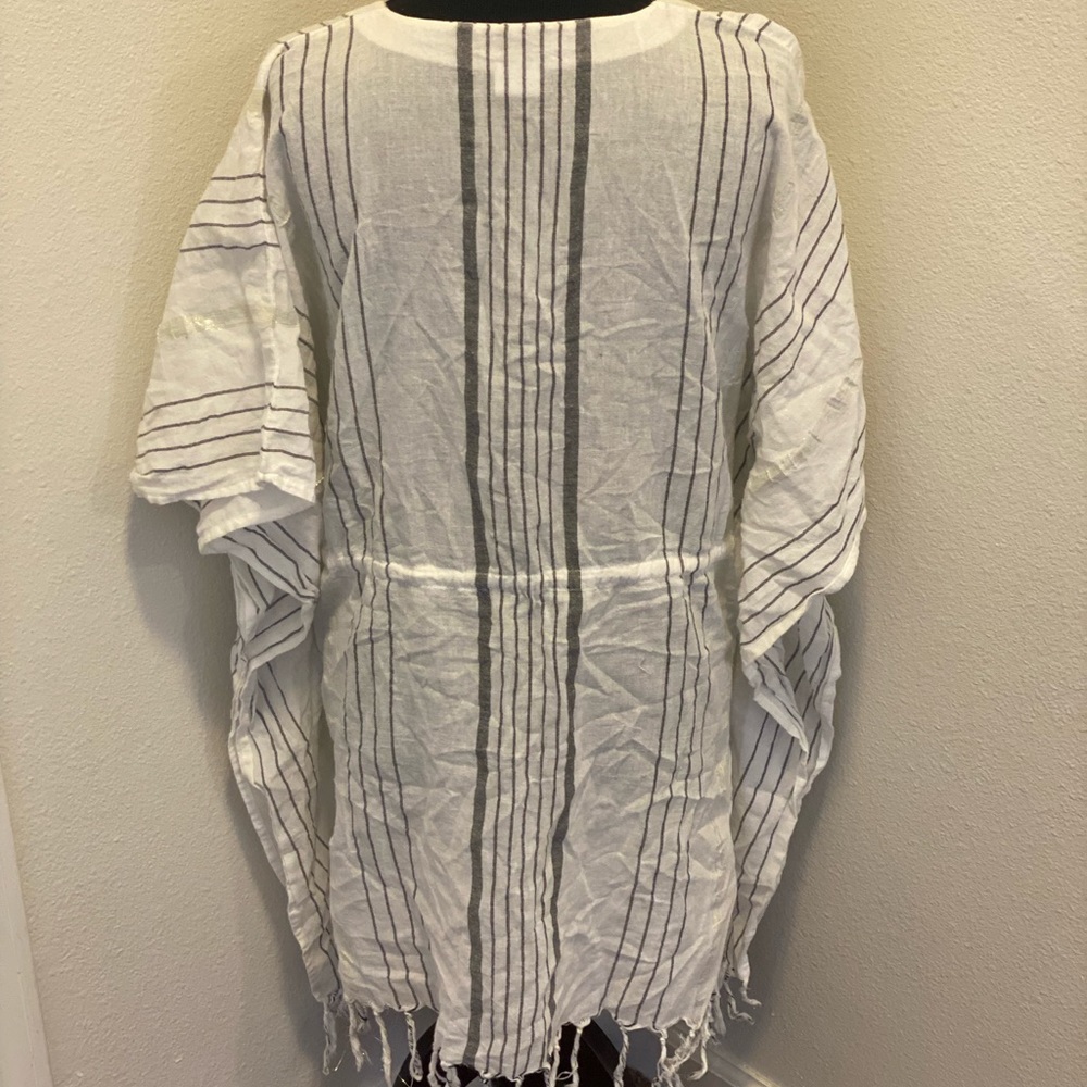 2 FOR $20 Lascana White Tunic Coverup Fringe Metallic Size 8 10 M - Picture 4 of 6